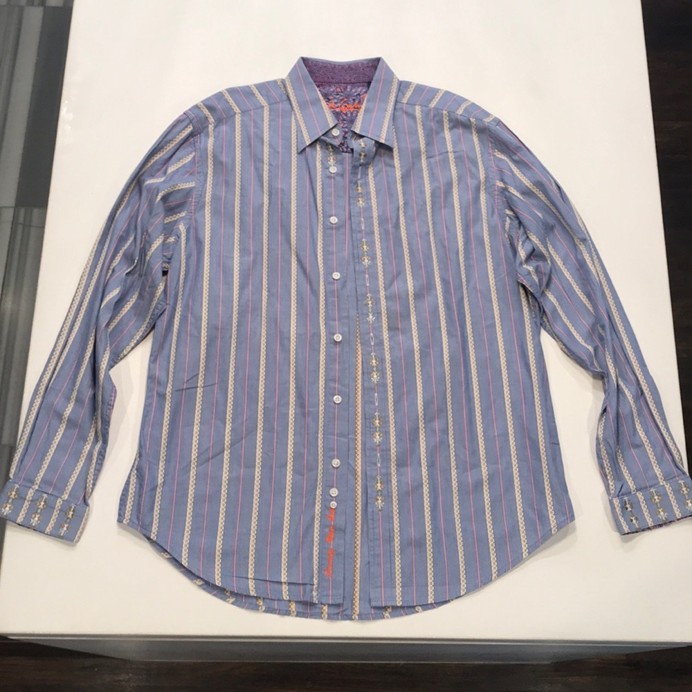 Robert Graham Long Sleeve Dress Shirt Size Large